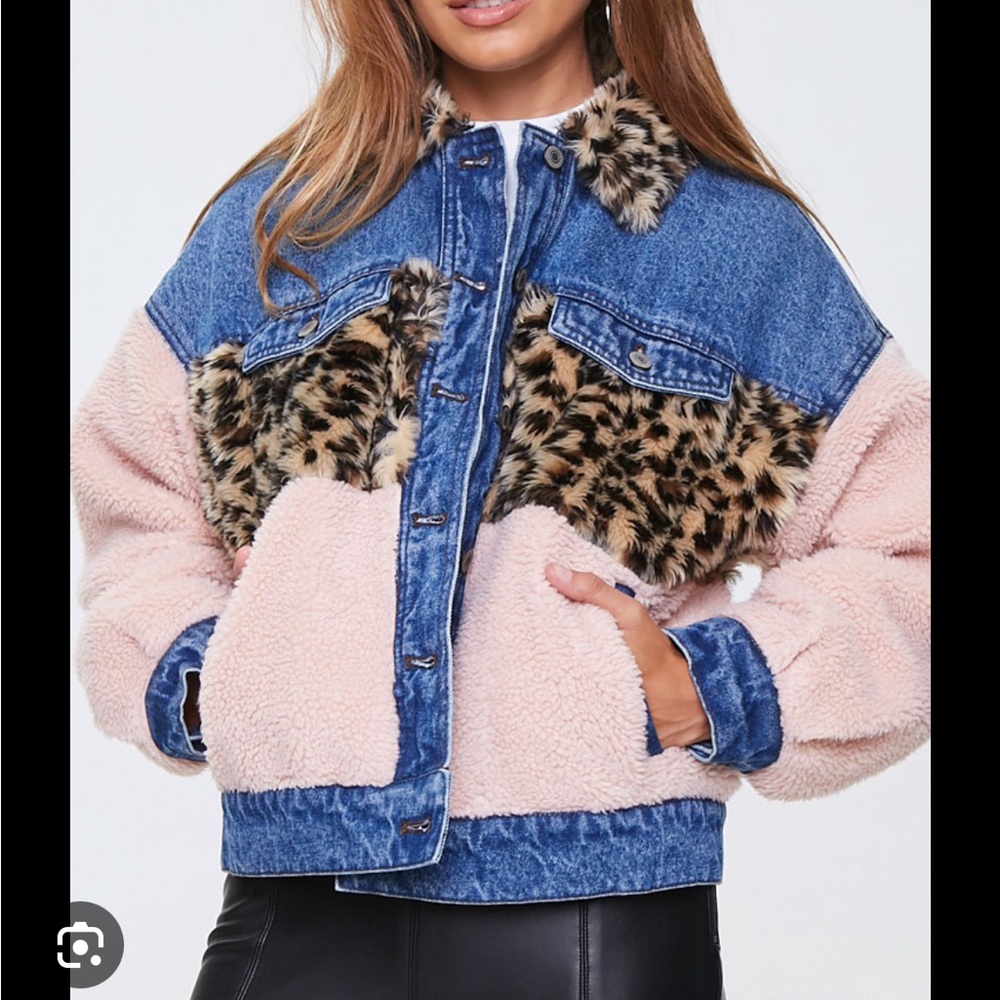 forever 21 denim cheetah print jacket